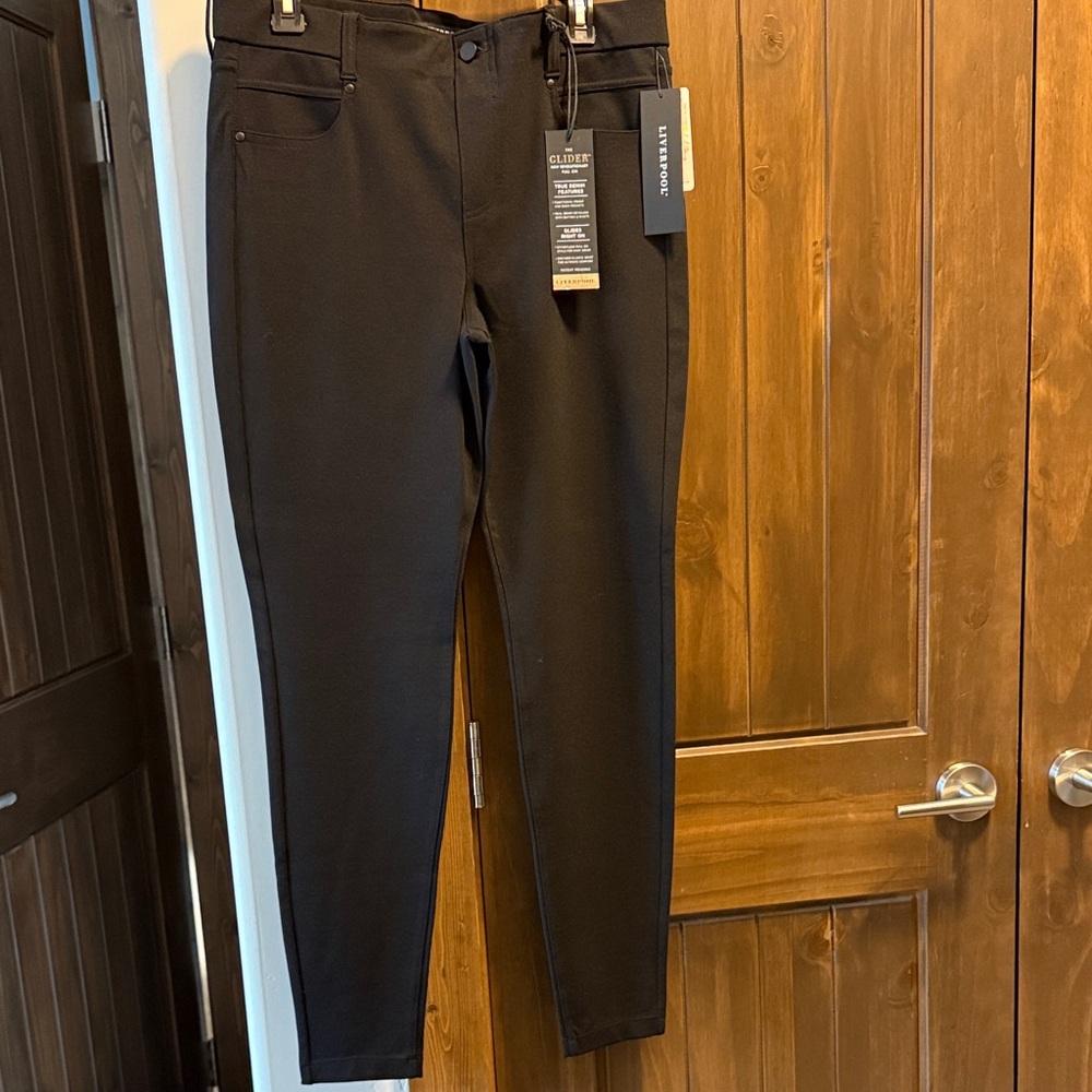 NEW Liverpool Black Denim Glider Pants Sz 12